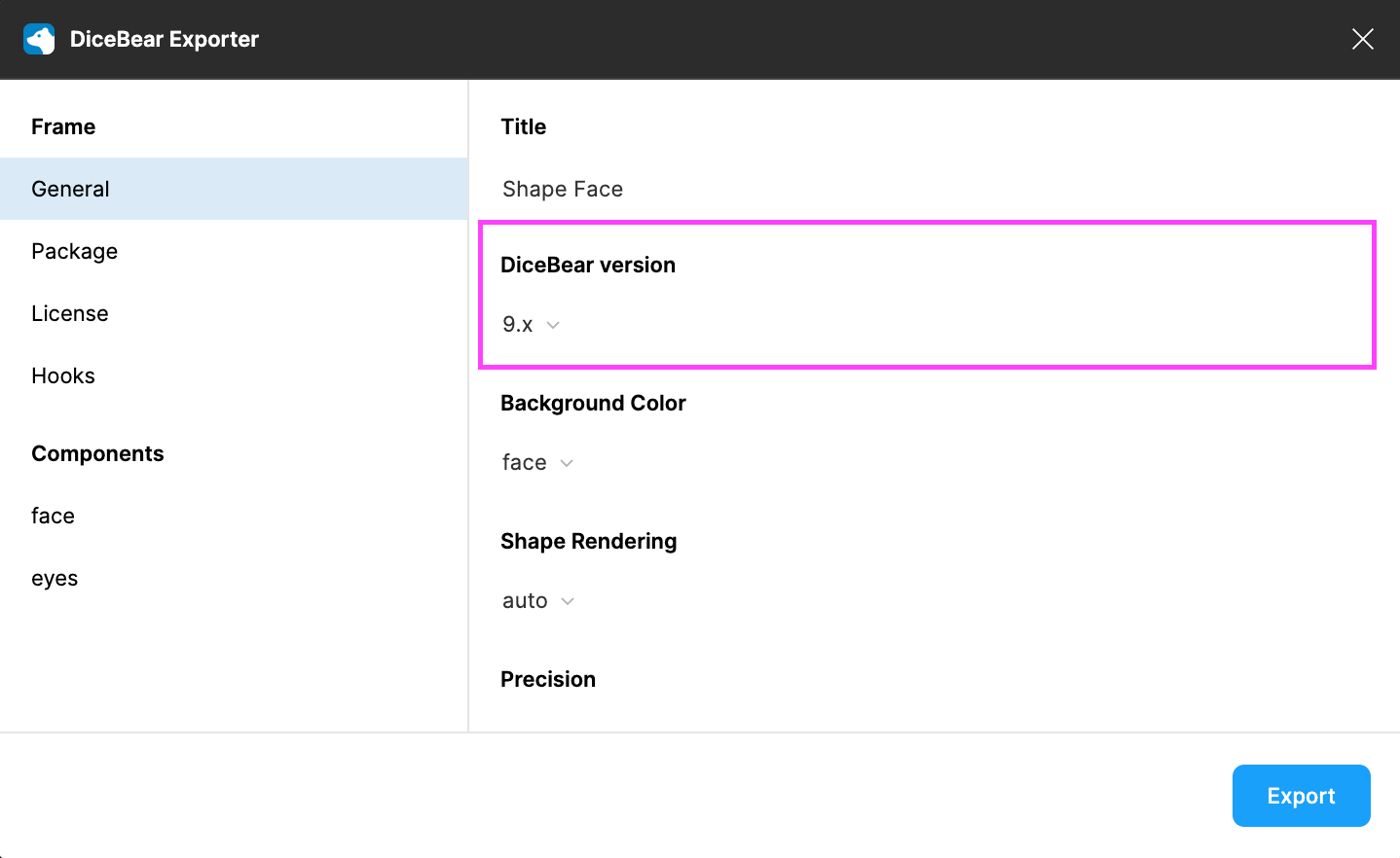 You can find the version option in the "General" tab